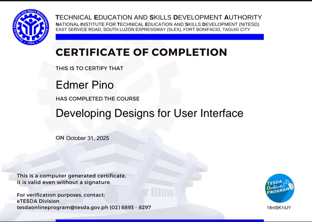 Application Certificate